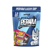 Load image into Gallery viewer, Nexus Nutrition PER4M Lucky Dip Single Serve Get Buy Gamer Fuel GFuel Gamer Supps New Zealand Auckland Hamilton Wellington Christchurch